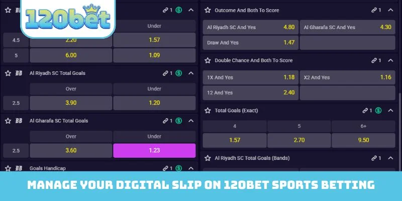 Manage your digital slip on 120Bet Sports Betting