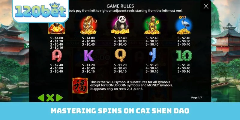 Mastering spins on Cai Shen Dao